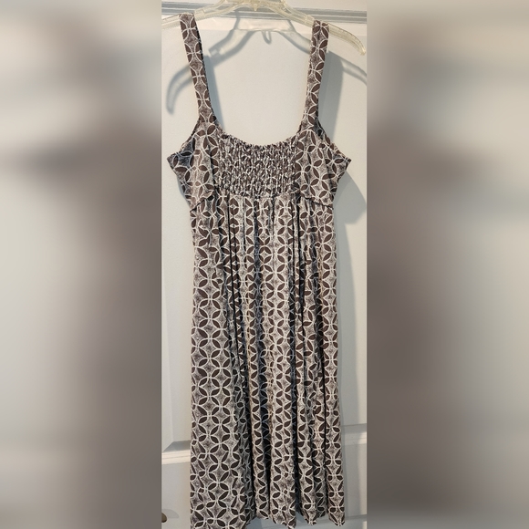 FRESH PRODUCE casual cotton sun dress- size M "Greige" or Taupe color with white - Picture 3 of 6